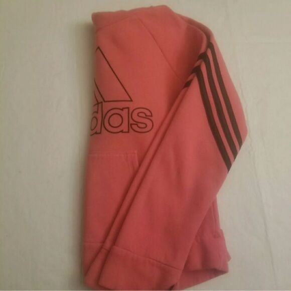 Adidas Girl's 3-Stripe Pullover Hoodie Sweatshirt Athleisure Pink Size Large - Picture 10 of 11